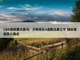 CBA目前最大黑马：少帅率队4连胜比肩辽宁 疑似背后高人指点