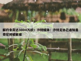 解约金高达3000万欧！沙特媒体：沙特足协已通知曼奇尼将被解雇