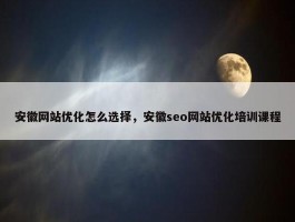 安徽网站优化怎么选择，安徽seo网站优化培训课程