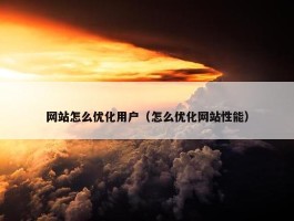 网站怎么优化用户（怎么优化网站性能）