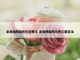 企业站网站优化在哪儿 企业网站优化的三层含义