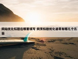 网站优化标题在哪里填写 网页标题优化通常有哪几个方面