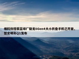 爆料称搭载蓝绿厂骁龙8Gen4大小折叠手机已开案，暂定明年Q1发布