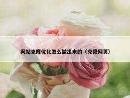 网站克隆优化怎么做出来的（克隆网页）