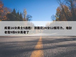 库里16分勇士5连胜！浓眉砍24分12板尽力，难耐老詹9投6分真老了