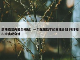 唐斯交易内幕全揭秘：一个酝酿数年的疯狂计划 环环相扣中实现奇迹