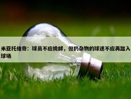 米亚托维奇：球员不应挑衅，但扔杂物的球迷不应再踏入球场