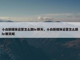 小白新媒体运营怎么跟hr聊天，小白新媒体运营怎么跟hr聊天呢