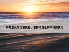 网站怎么发内容优化，怎样给自己的网站做优化