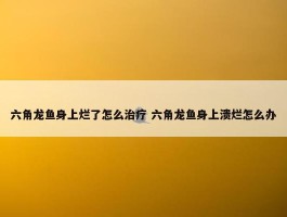 六角龙鱼身上烂了怎么治疗 六角龙鱼身上溃烂怎么办