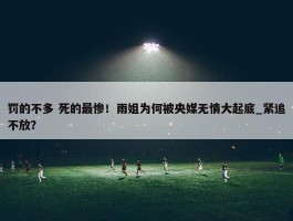 罚的不多 死的最惨！雨姐为何被央媒无情大起底_紧追不放？