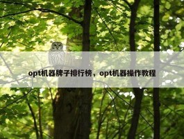 opt机器牌子排行榜，opt机器操作教程