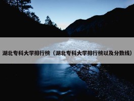 湖北专科大学排行榜（湖北专科大学排行榜以及分数线）