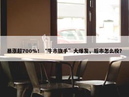 暴涨超700%！“牛市旗手”大爆发，后市怎么投？