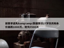 新赛季迷失&amp;数据惨淡27岁热苏斯身价暴跌1000万，现为5500万