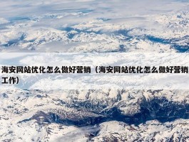 海安网站优化怎么做好营销（海安网站优化怎么做好营销工作）