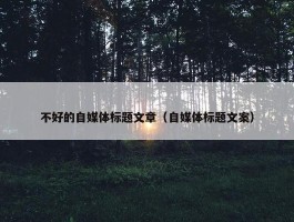 不好的自媒体标题文章（自媒体标题文案）