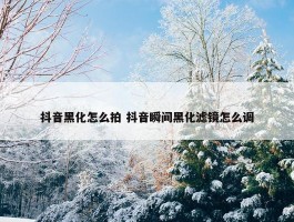 抖音黑化怎么拍 抖音瞬间黑化滤镜怎么调