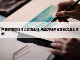 陕西万唯新媒体运营怎么样 陕西万唯新媒体运营怎么样啊