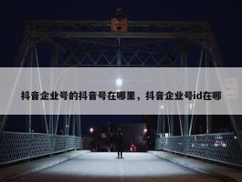 抖音企业号的抖音号在哪里，抖音企业号id在哪