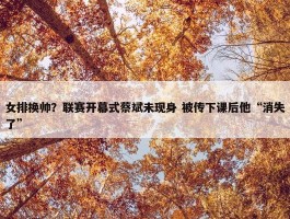 女排换帅？联赛开幕式蔡斌未现身 被传下课后他“消失了”