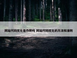 网站代码优化是作弊吗 网站代码优化的方法和准则