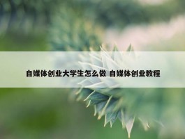 自媒体创业大学生怎么做 自媒体创业教程