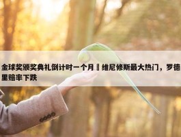 金球奖颁奖典礼倒计时一个月⌛维尼修斯最大热门，罗德里赔率下跌