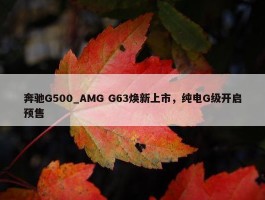 奔驰G500_AMG G63焕新上市，纯电G级开启预售