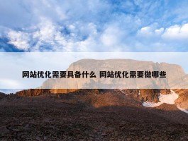 网站优化需要具备什么 网站优化需要做哪些