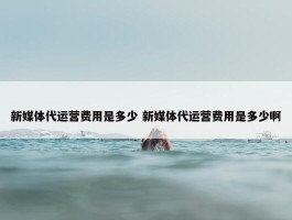 新媒体代运营费用是多少 新媒体代运营费用是多少啊