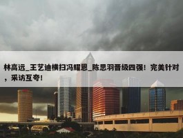 林高远_王艺迪横扫冯耀恩_陈思羽晋级四强！完美针对，采访互夸！