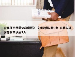 日媒预热伊藤VS孙颖莎：交手战绩2胜9负 日乒五项仅存女单伊藤1人