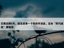 比赛还剩6天，国足迎来一个致命坏消息，足协“弄巧成拙”要输球