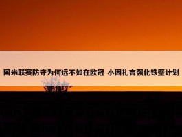 国米联赛防守为何远不如在欧冠 小因扎吉强化铁壁计划