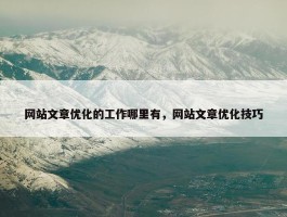 网站文章优化的工作哪里有，网站文章优化技巧