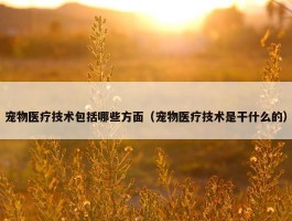 宠物医疗技术包括哪些方面（宠物医疗技术是干什么的）