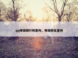 qq等级排行榜查询，等级排名查询