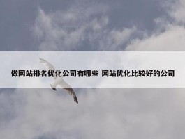 做网站排名优化公司有哪些 网站优化比较好的公司