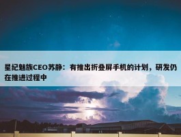 星纪魅族CEO苏静：有推出折叠屏手机的计划，研发仍在推进过程中