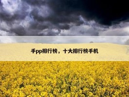 手pp排行榜，十大排行榜手机