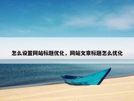 怎么设置网站标题优化，网站文章标题怎么优化