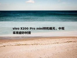 vivo X200 Pro mini样机曝光，中框采用磨砂材质