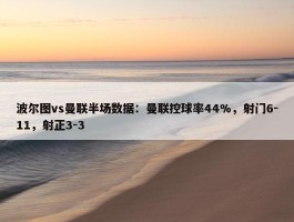 波尔图vs曼联半场数据：曼联控球率44%，射门6-11，射正3-3