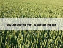 网站结构如何优化工作，网站结构的优化方法