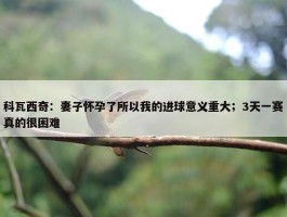 科瓦西奇：妻子怀孕了所以我的进球意义重大；3天一赛真的很困难