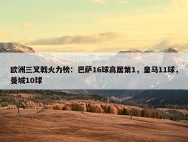 欧洲三叉戟火力榜：巴萨16球高居第1，皇马11球，曼城10球