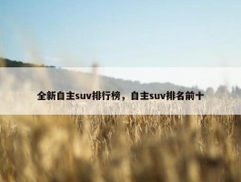 全新自主suv排行榜，自主suv排名前十