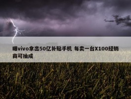 曝vivo拿出50亿补贴手机 每卖一台X100经销商可抽成