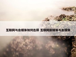 互联网与自媒体如何选择 互联网新媒体与自媒体